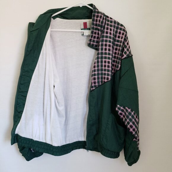 Colorblock Windbreaker Jacket Patchwork Forest Green / Multicolor Print Size XLP - Picture 6 of 9
